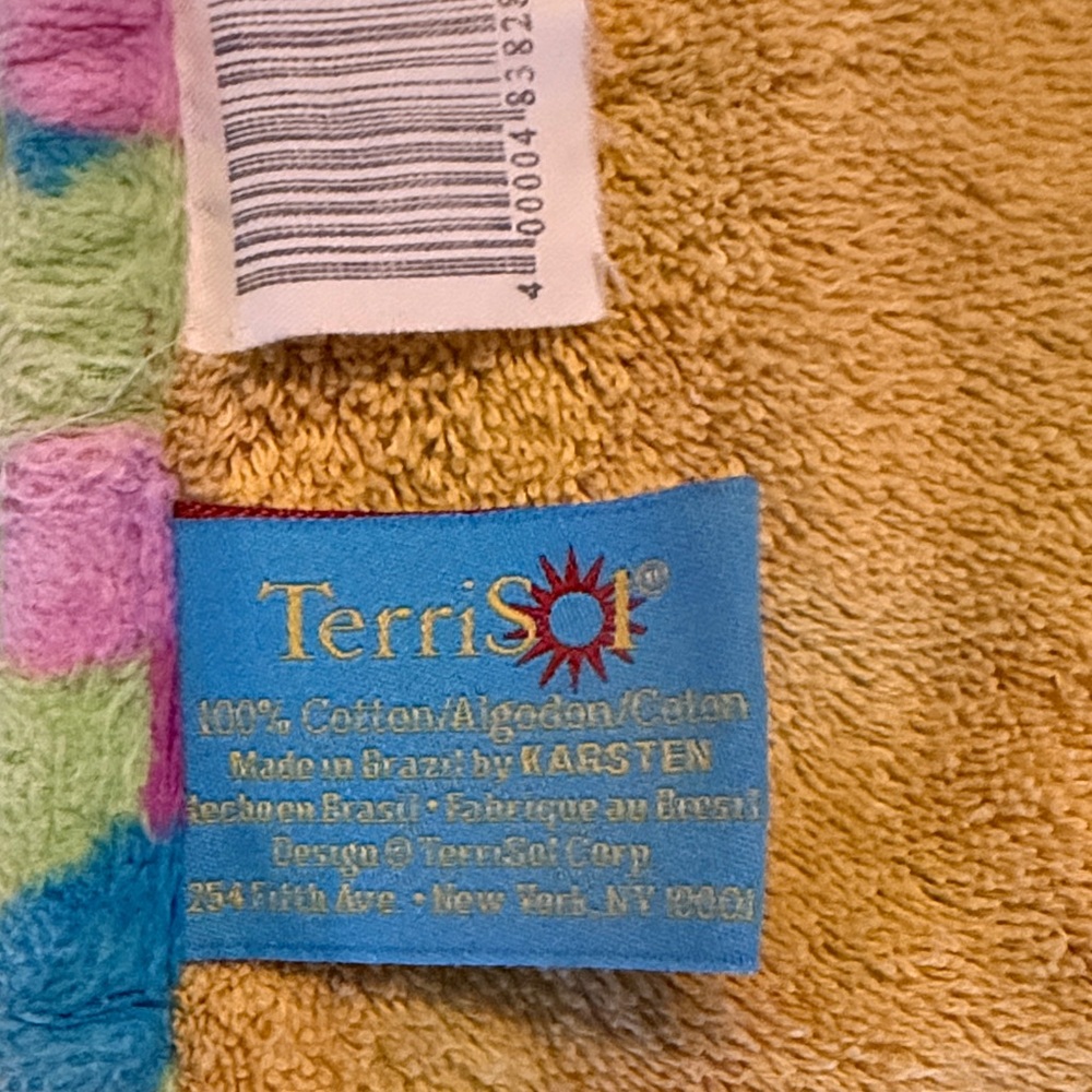 Vintage Terrisol Floral Beach Towel Blanket Pink Terry Cotton Brazil 66x66 - Picture 3 of 9